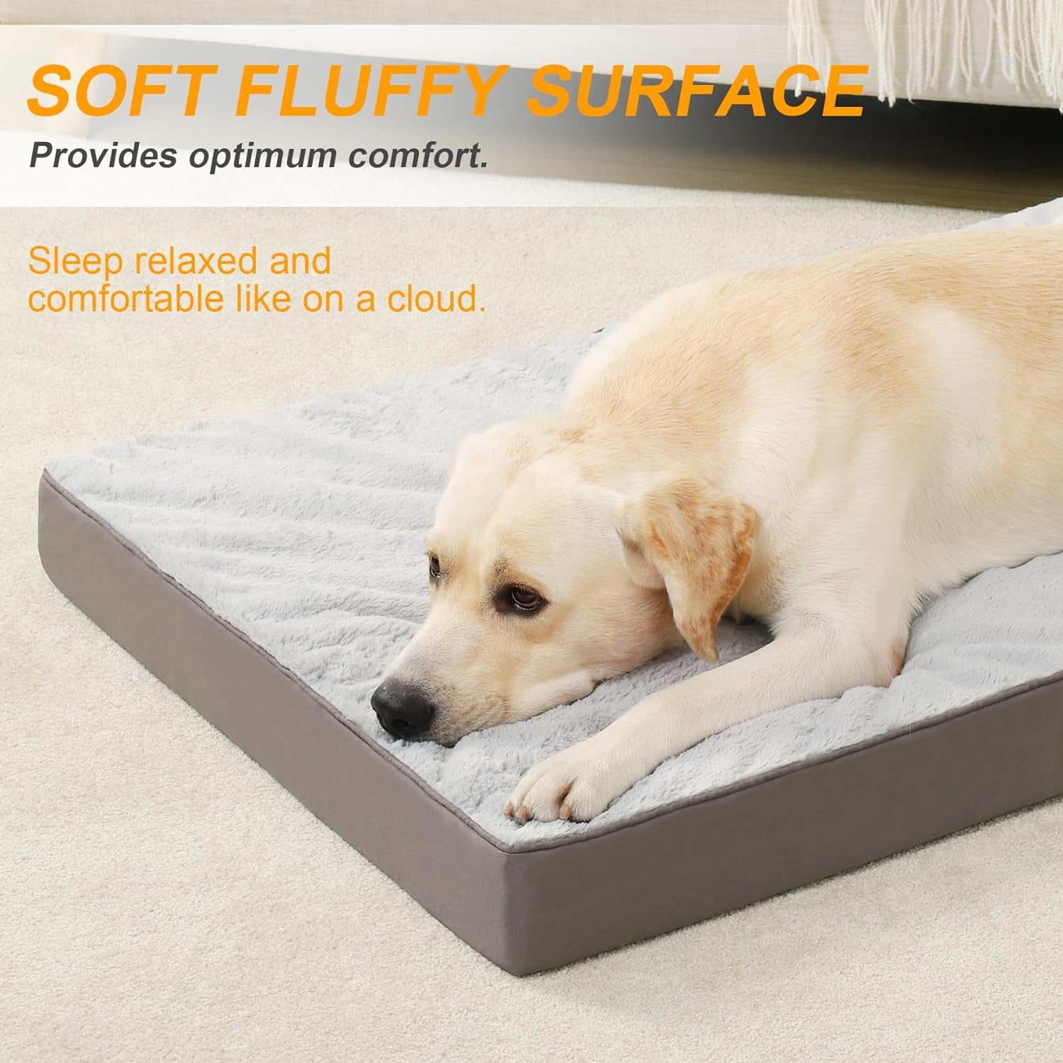 KSIIA Orthopedic Crate Bed - Plush, Washable with Egg Crate Foam, Removable Cover