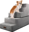 Dog Steps for Small Dogs: 3-Step Non-Slip Pet Stairs for Beds and Couches, Grey