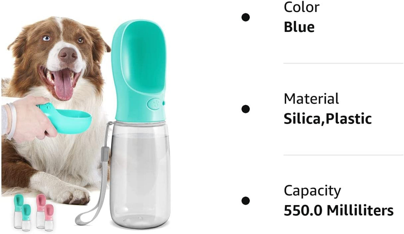 Malsipree Portable Dog Water Bottle 19oz: Leak-Proof, Lightweight with Travel Bowl, Various Colrs & Sizes