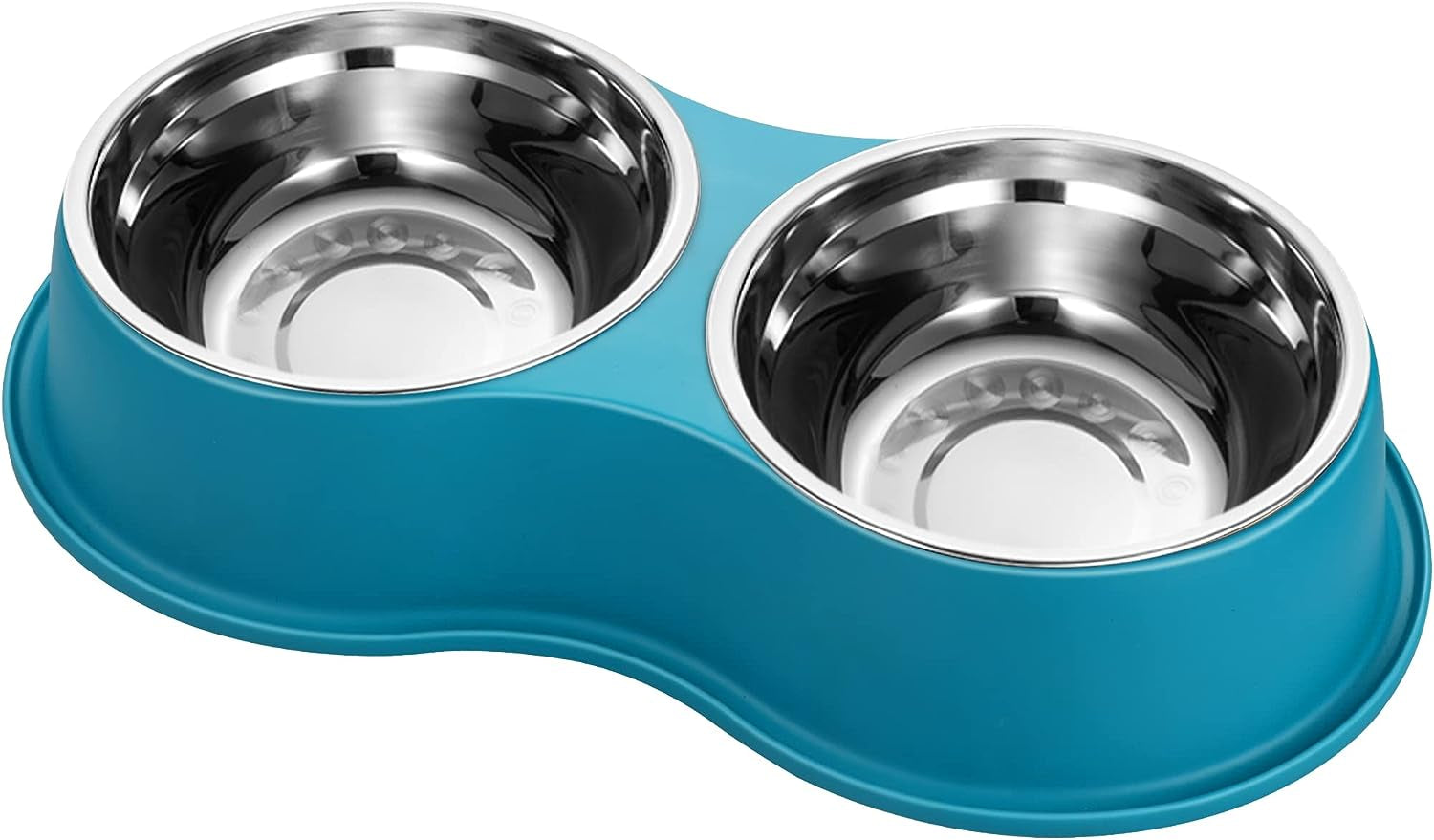 Double Dog Bowls - Stainless Steel, Non-Slip Resin Station, for Puppies, Medium Dogs