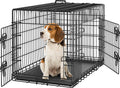 Yaheetech Double Door Collapsible Dog Crate - Portable Metal Crate with Divider and Removable Tray for Large Dogs