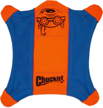 Chuckit! Medium Flying Squirrel Fetch Toy, Aerodynamic Design for Dogs, Orange & Blue