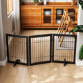 Wooden Foldable Dog Gate, Freestanding Multi-Panel Indoor Pet Gate, Extra Wide 24