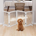 Wooden Foldable Dog Gate, Freestanding Multi-Panel Indoor Pet Gate, Extra Wide 24