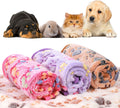 4-Piece Pet Blanket Set - Paw Print Fleece Blankets for Small & Medium Dogs, Guinea Pigs & Small Animals