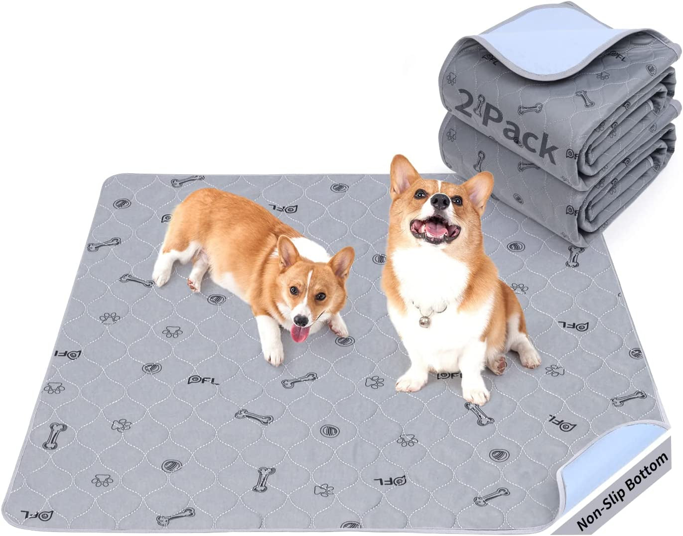 Washable Puppy Pads – Absorbent, Reusable Non-Slip Dog Pee Pads with Bone Print