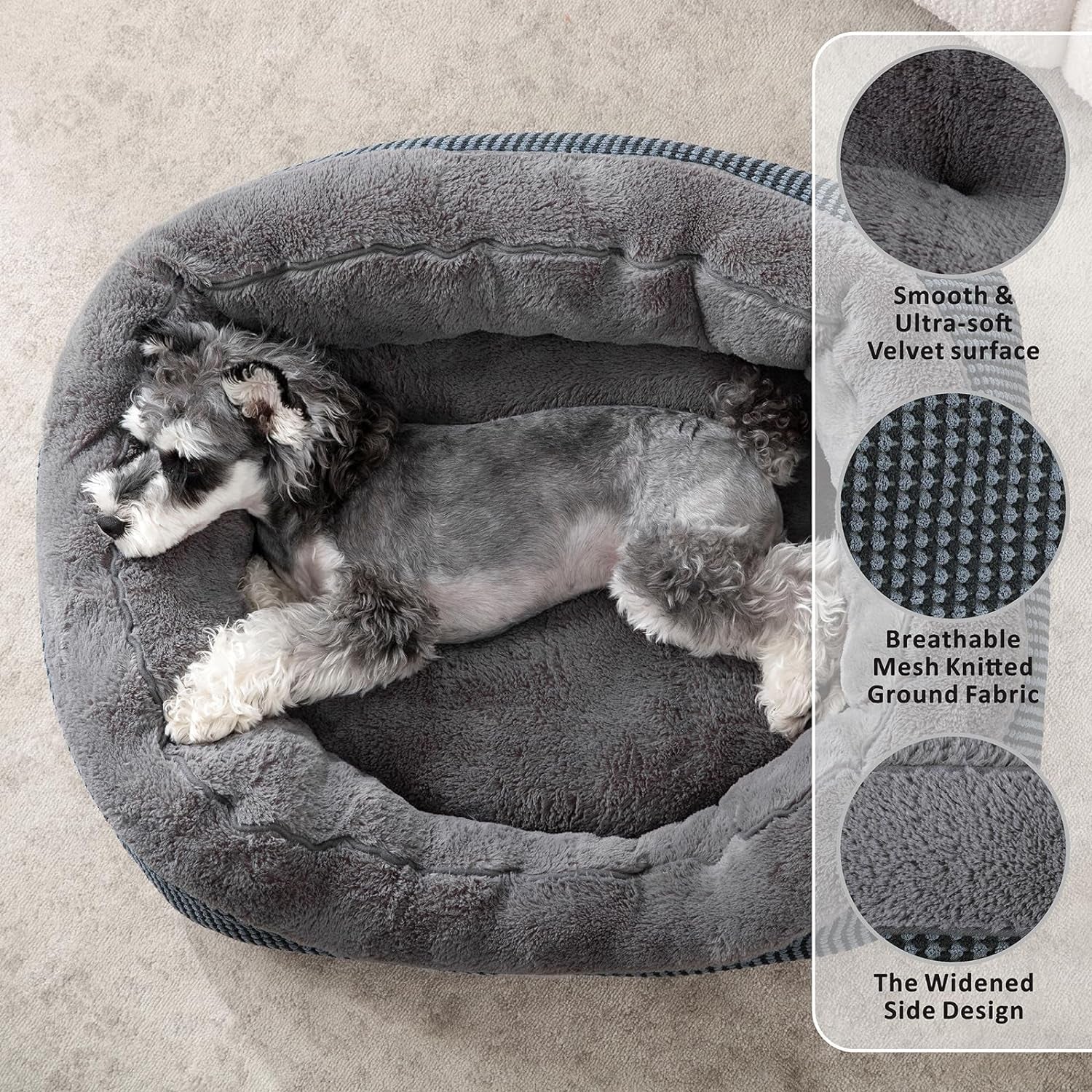 INVENHO Small Orthopedic Dog Bed - Washable, Anti-Slip for Small Dogs & Cats, 20"x19"x6"