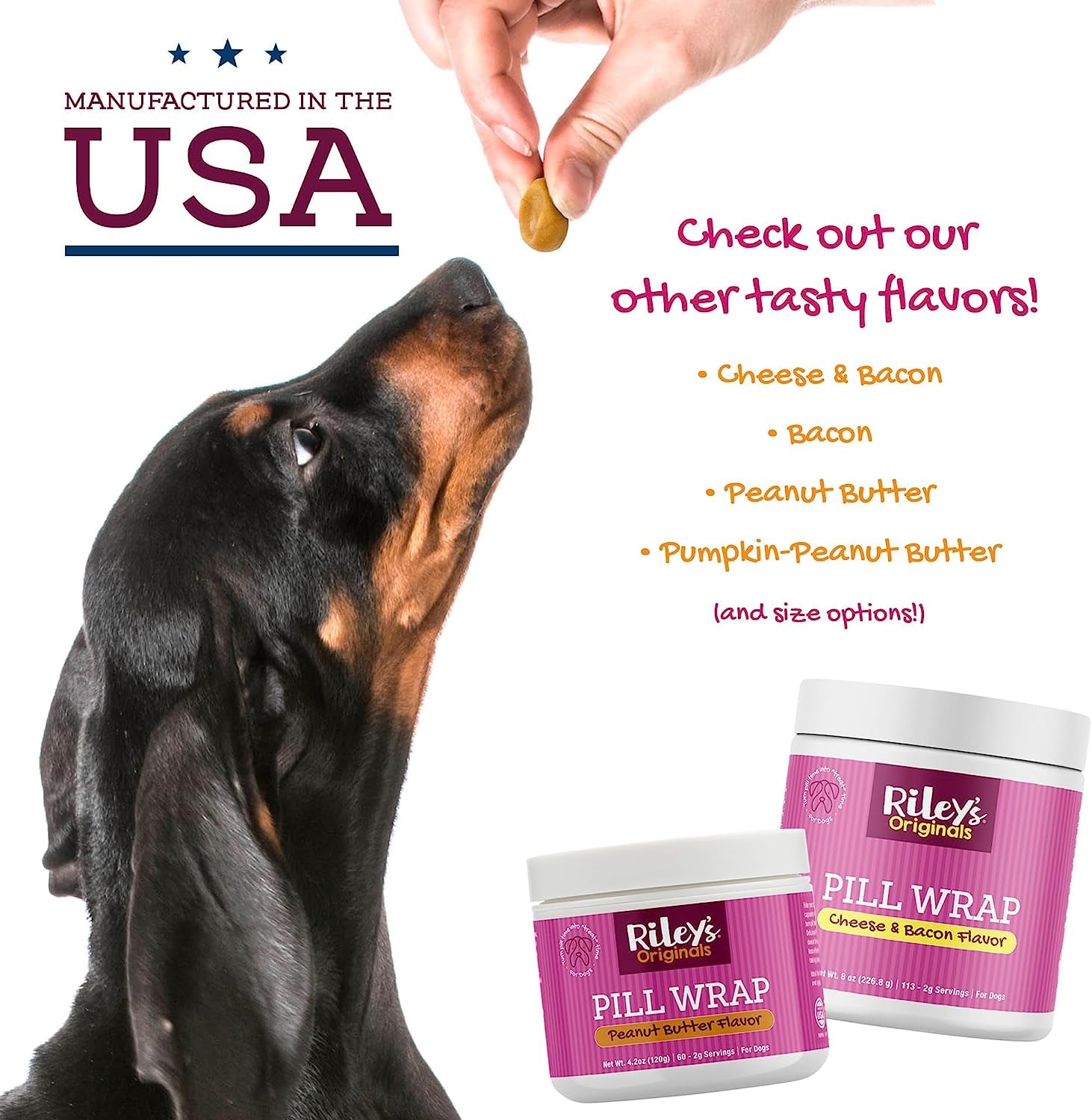Riley's Cheese & Bacon Flavored Pill Wrap for Dogs - Pill Paste for Easy Medication Concealing