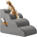 Romrol 4-Tier Dog Stairs: Non-Slip, Waterproof Fabric Cover, Ramp for Pets with Joint Issues, Grey