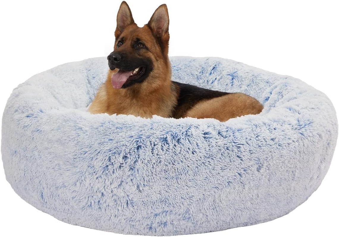 Calming Donut Dog Bed, 36" - Fluffy, Anti-Anxiety, Washable for Large Dogs - Various Colors & Sizes