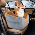 Memory Foam Dog Car Seat for Small Dogs Up to 35 lbs - Elevated Travel Booster Seat with Washable Cover & Storage Pockets, Black/Gray