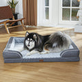 Memory Foam XL Dog Bed with Bolsters, Cooling, Waterproof, Orthopedic - Light & Dark Grey