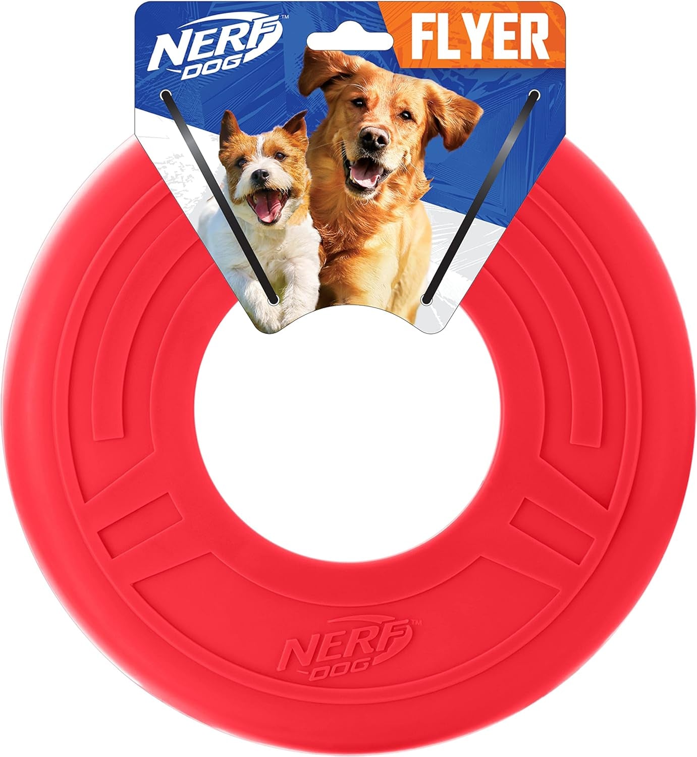 Nerf Dog Rubber Tire Flyer, Flying Disc, Floats, Durable - 10" Diameter, Blue