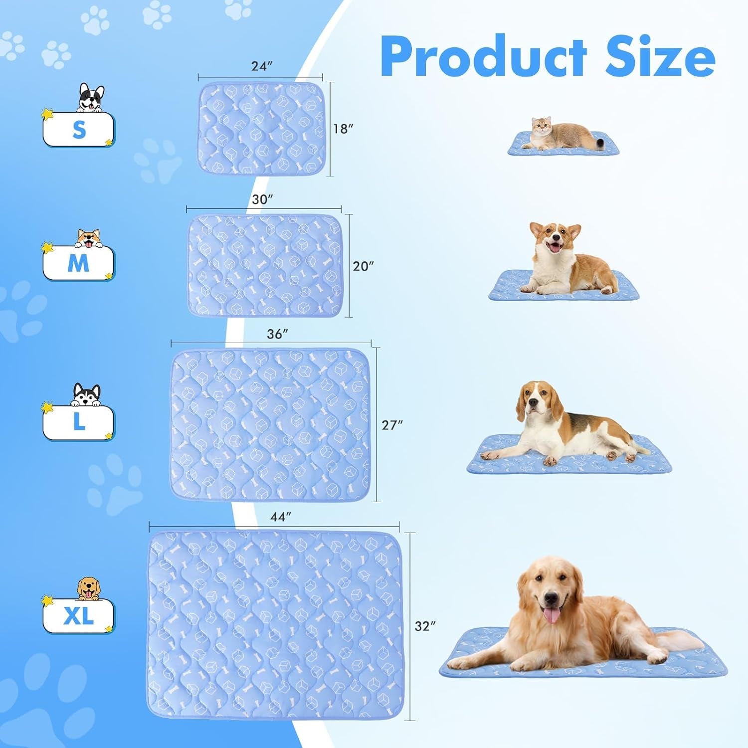 Cooling Mat for Extra Large Dogs - Waterproof & Washable Mat with Color-Changing Arc-Chill Cooling Fiber