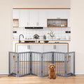 Wooden Foldable Dog Gate, Freestanding Multi-Panel Indoor Pet Gate, Extra Wide 24