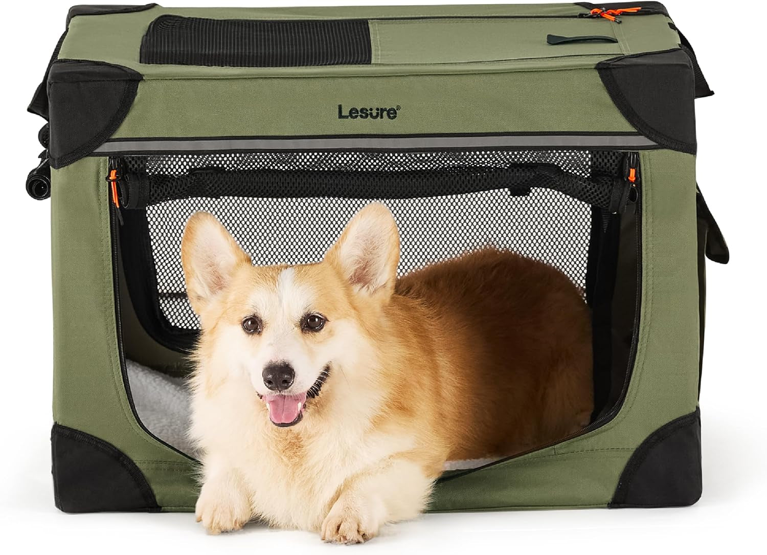 Lesure Soft Collapsible Dog Crate – 4-Door Portable Foldable Travel Kennel with Durable Mesh for Large Dogs, Indoor & Outdoor Use