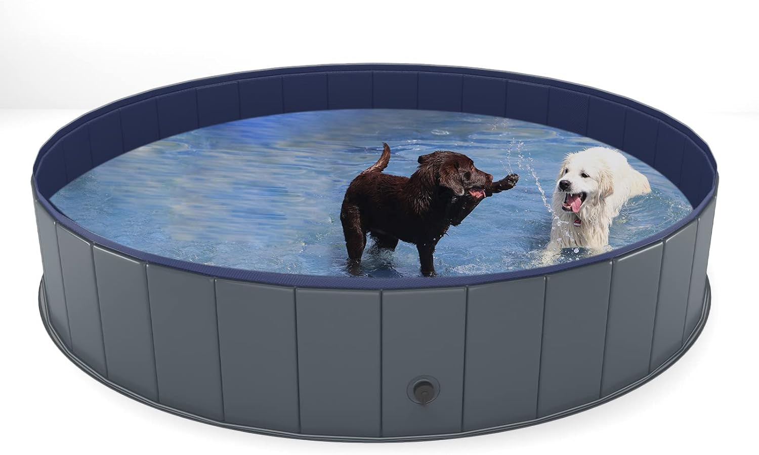 Niubya Foldable Dog Pool, Hard Plastic, Collapsible, 64x12" for Indoor/Outdoor