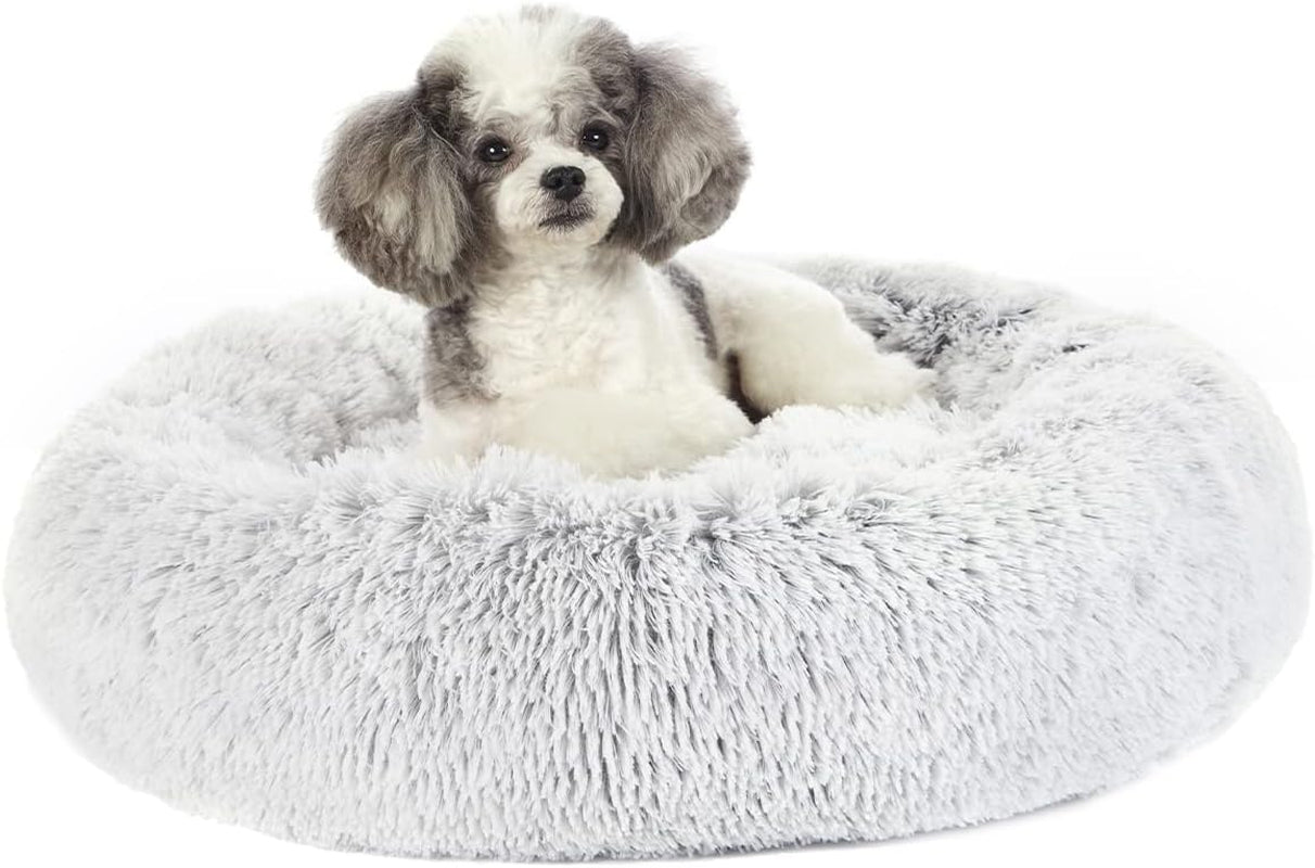 Calming Donut Dog Bed, 36" - Fluffy, Anti-Anxiety, Washable for Large Dogs - Various Colors & Sizes