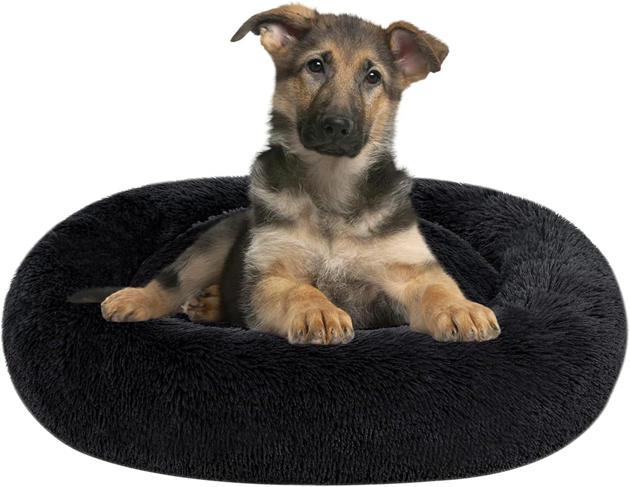 Coohom Oval Donut Cuddler Dog Bed 36", Shag Faux Fur, Washable - for Small & Medium Breeds