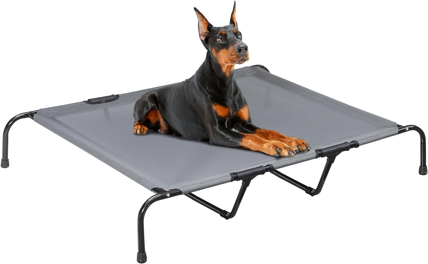 PRAISUN XL Outdoor Elevated Dog Cot with Mesh, Cooling, Portable - Dark Gray