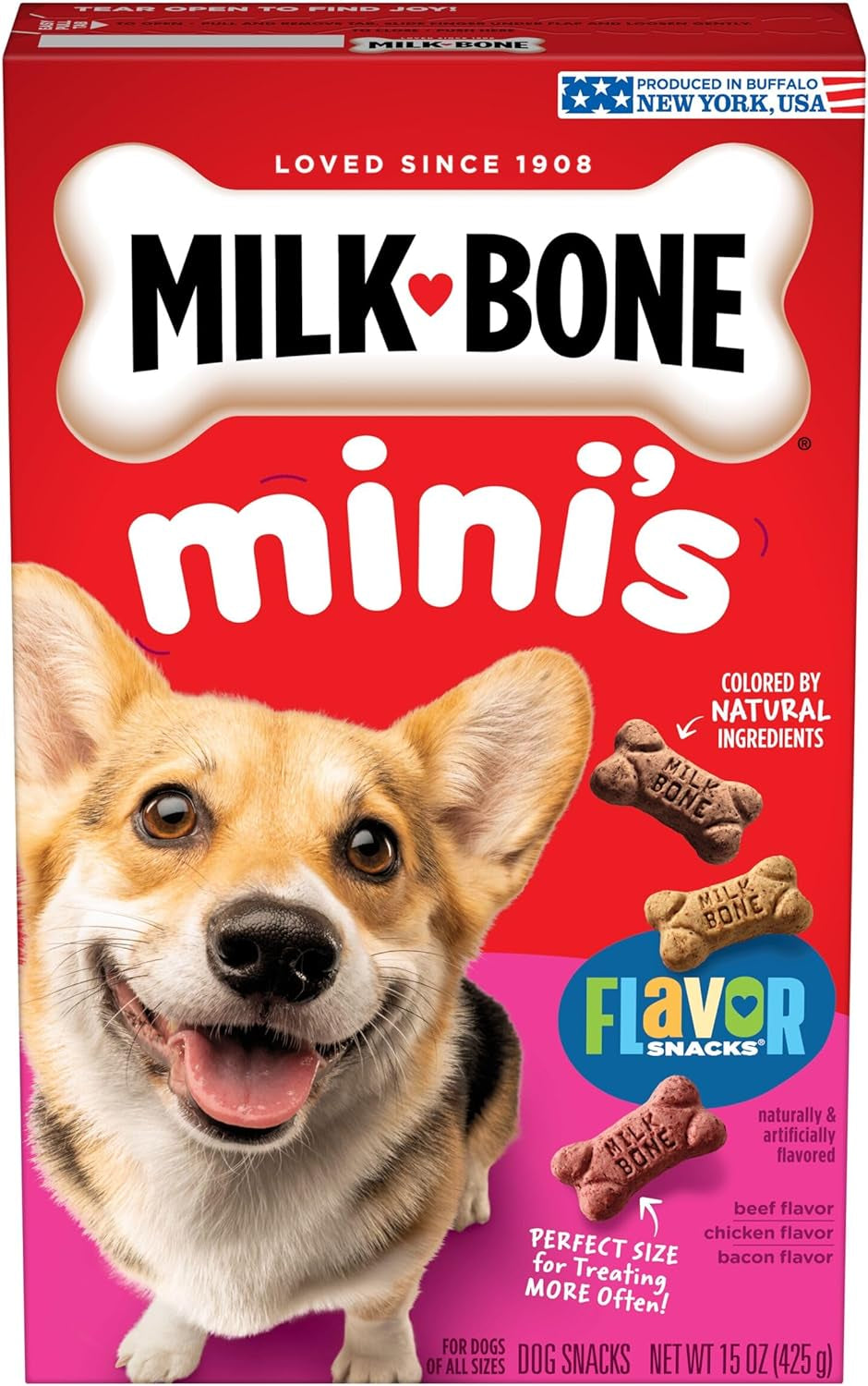 Milk-Bone Mini's Flavor Snacks – Dog Treats, Crunchy Texture Helps Reduce Tartar and Support Dental Health