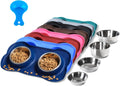 Hubulk 2 Stainless Steel Dog Bowls with Non-Skid Silicone Mat - Small, Pink, Includes Food Scoop