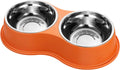 Double Dog Bowls - Stainless Steel, Non-Slip Resin Station, for Puppies, Medium Dogs