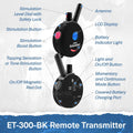 Educator ET-300 Black Ecollar, 1/2 Mile Range, 100 Levels, Waterproof, with Training Clicker