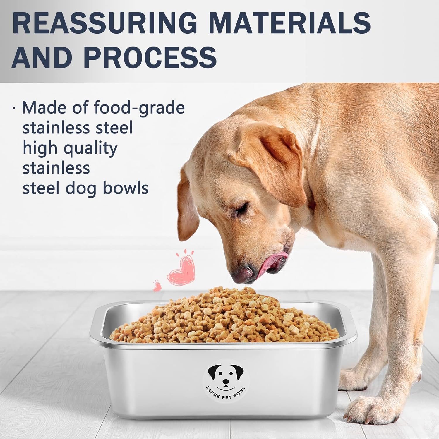 Large Stainless Steel Dog Bowls - High Capacity 1.25 Gallons for Large to X-Large Dogs