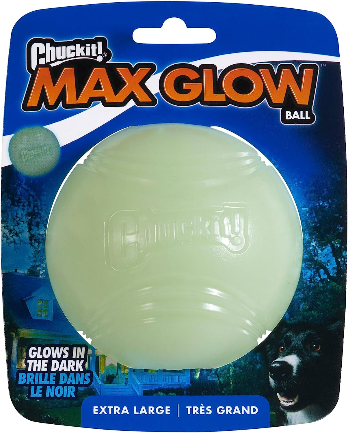 Chuckit! Max Glow Ball Dog Toy, Large - 3 Inch Diameter, for Dogs 60 to 100lbs