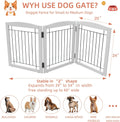 Freestanding Foldable Dog Gate - Extra Wide 3 Panel Wooden Pet Gate for Indoor Use, Tall Puppy Barrier for Doorways & Stairs