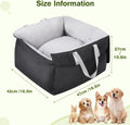 Dog Car Seat - Soft Booster Seat with Storage Pockets, Detachable & Washable Travel Bed, Clip-On Seat Belt