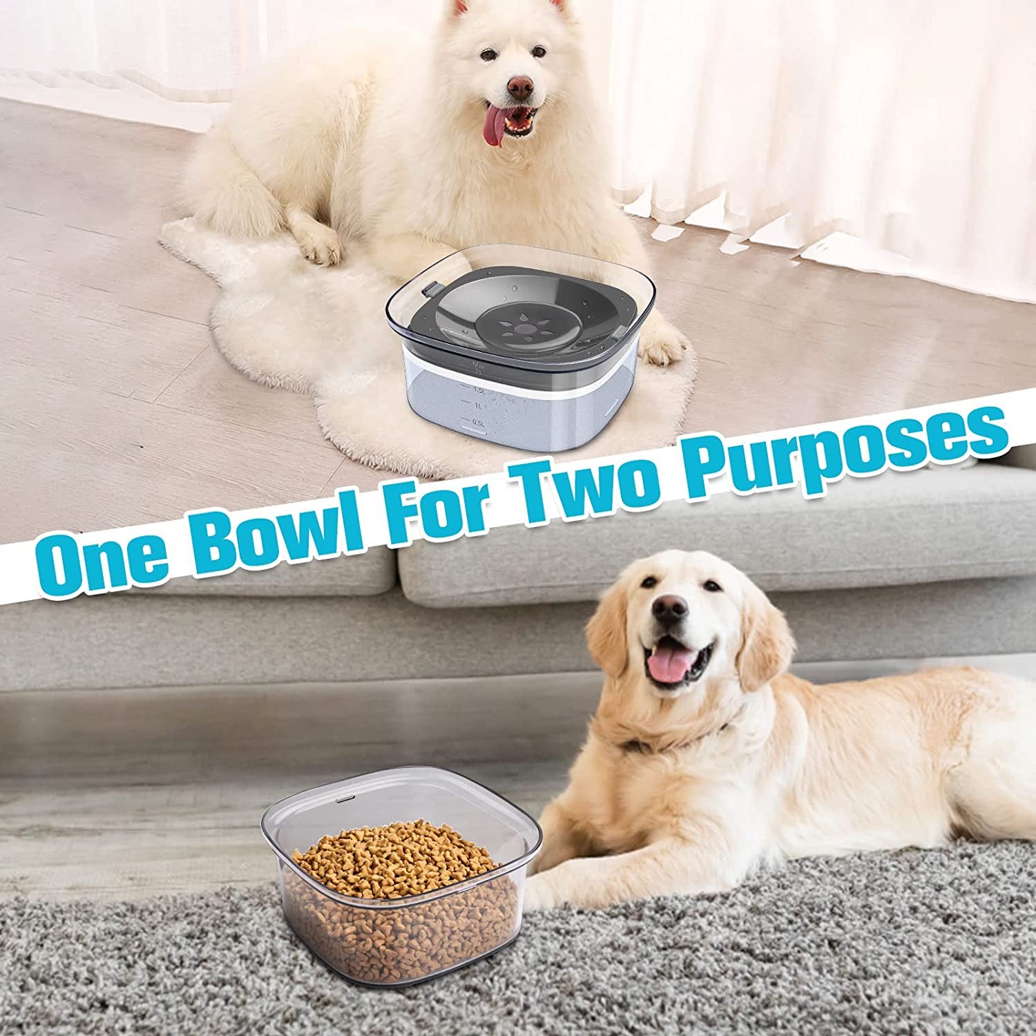 UPSKY No Spill Dog Water Bowl, 70Oz, Large Capacity, Anti-Splash, Perfect for Travel & Messy Drinkers