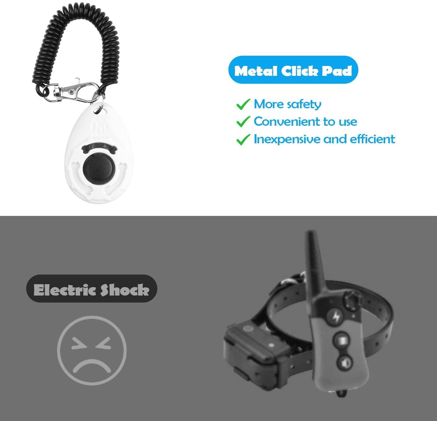 OYEFLY Dog Training Clicker 2-Pack: With Wrist Strap, Lightweight, Blue and White