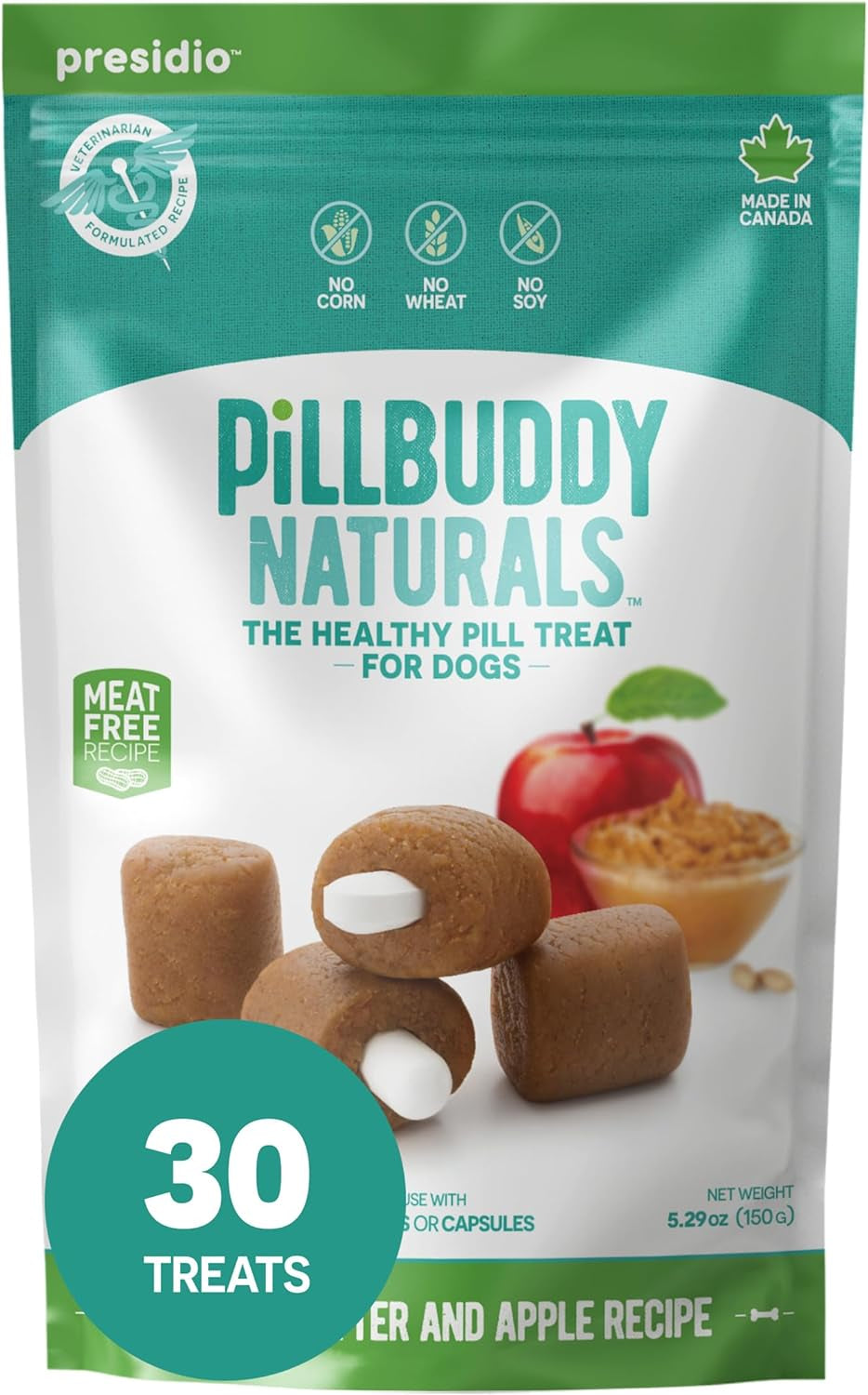 Pill Buddy Naturals - Peanut Butter & Apple, Pill & Medication Hiding Treats for Dogs