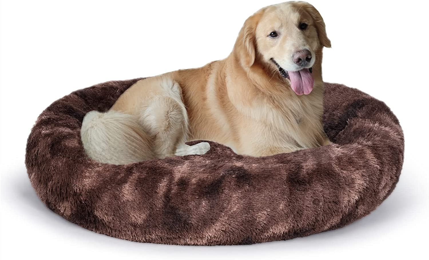 Coohom Oval Donut Cuddler Dog Bed 36", Shag Faux Fur, Washable - for Small & Medium Breeds