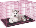 FDW Folding Metal Dog Crate with Double Door, Divider Panel & Leak-Proof Tray - Portable Kennel for Large Dogs,