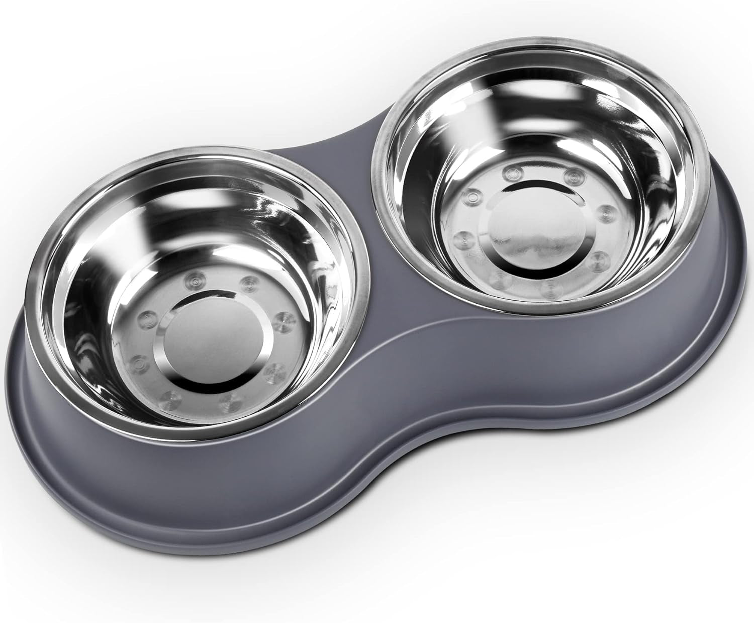 Double Dog Bowls - Stainless Steel, Non-Slip Resin Station, for Puppies, Medium Dogs