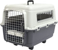 SPORT PET Collapsible Plastic Kennel - Rolling Dog Crate with Wire Door Easy Storage