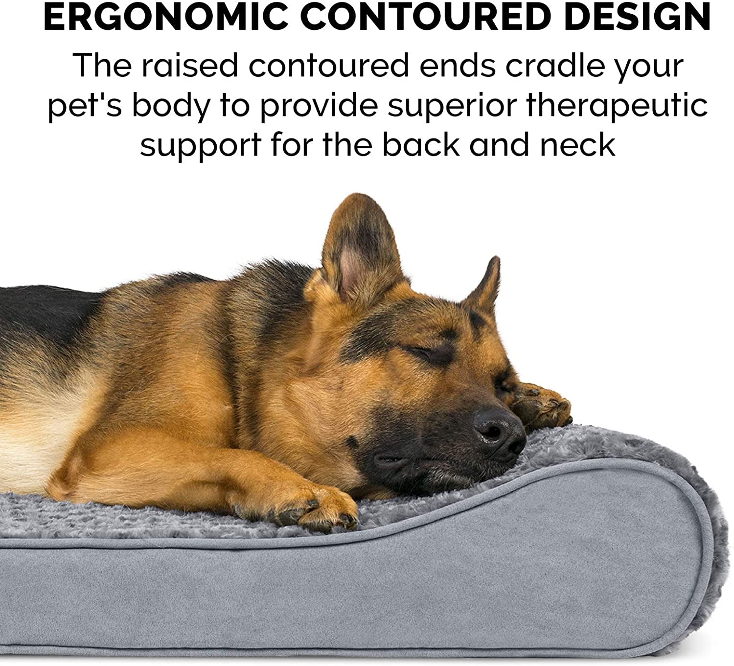 Furhaven Luxe Lounger Orthopedic Bed, Ultra Plush, for Dogs up to 75 Lbs, Jumbo/XL, Gray