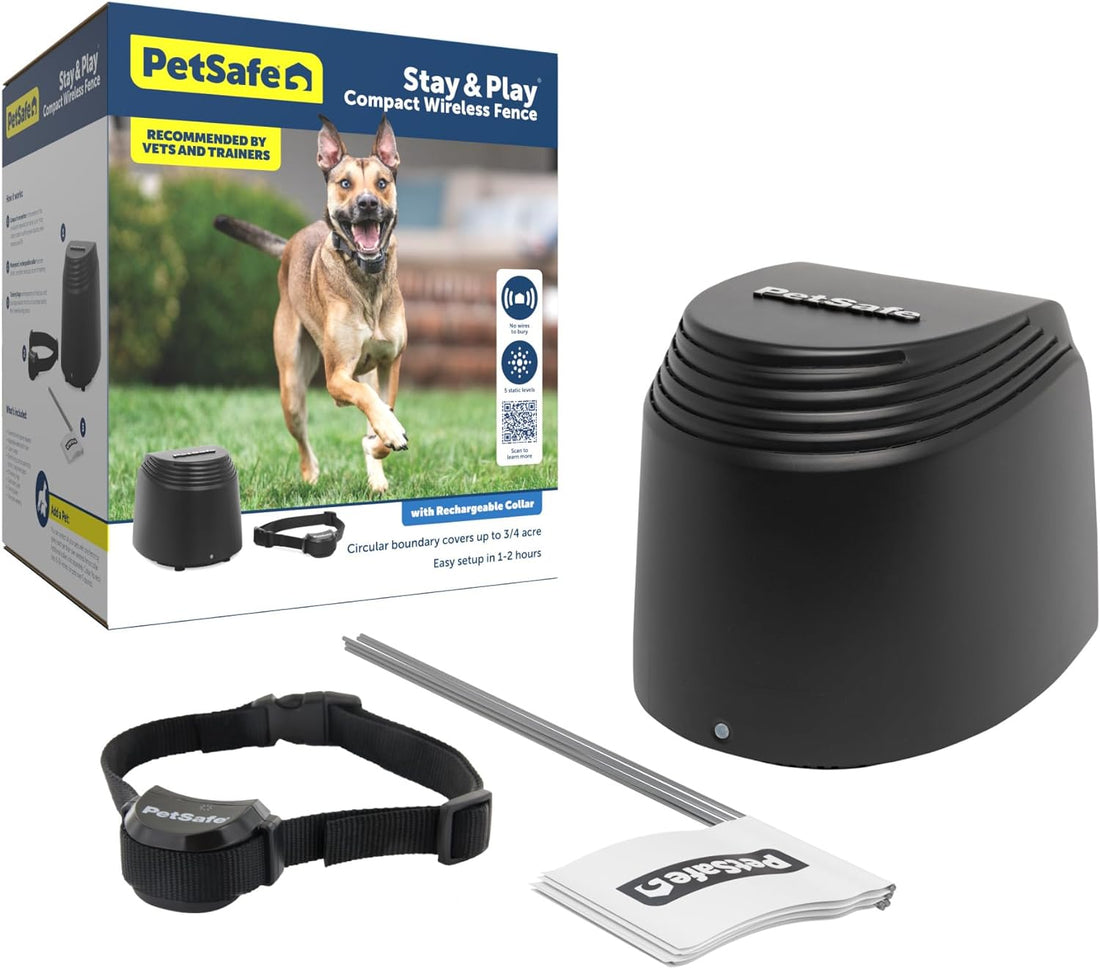 Petsafe Stay & Play Wireless Pet Fence – Portable, No-Wire Pet Containment System, Secures up to 3/4 Acre, No Digging Required