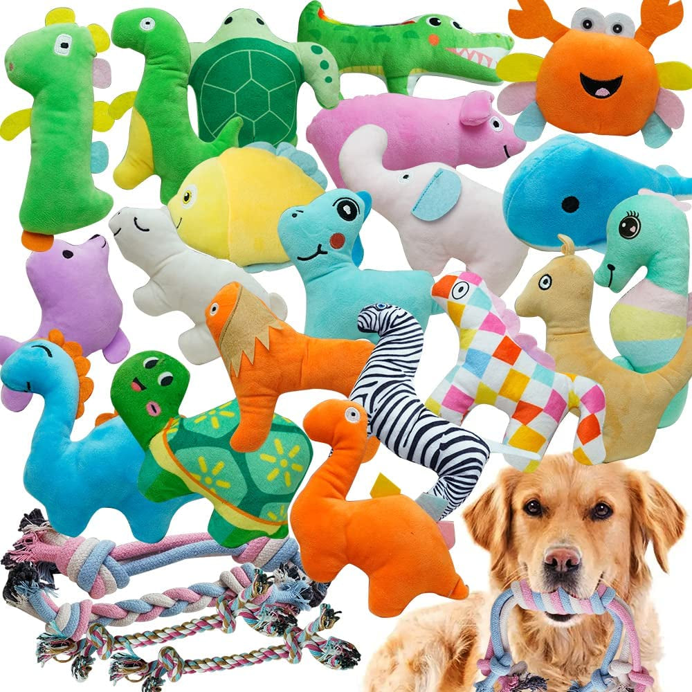 25-Pack Dog Toy Assortment for Small Dogs: Squeaky Plush & Rope Chew Toys