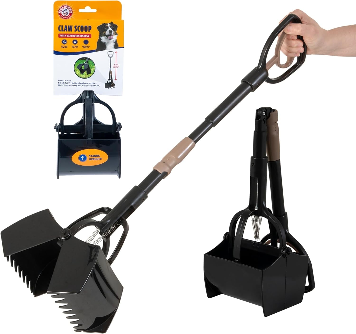 Swivel Bin & Rake Pooper Scooper, Durable Dog Waste Removal Tool with 2 Scented Bags, Easy-to-Clean Pet Waste Solution