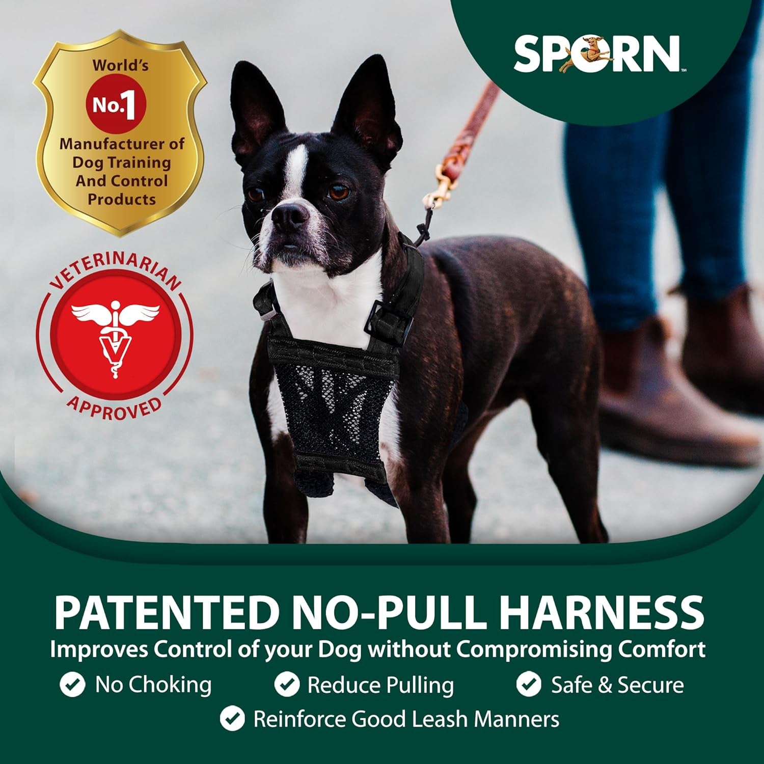 Sporn Small No Pull Dog Harness - Durable Nylon Mesh Harness with Breathable Design, Perfect for Small Breeds