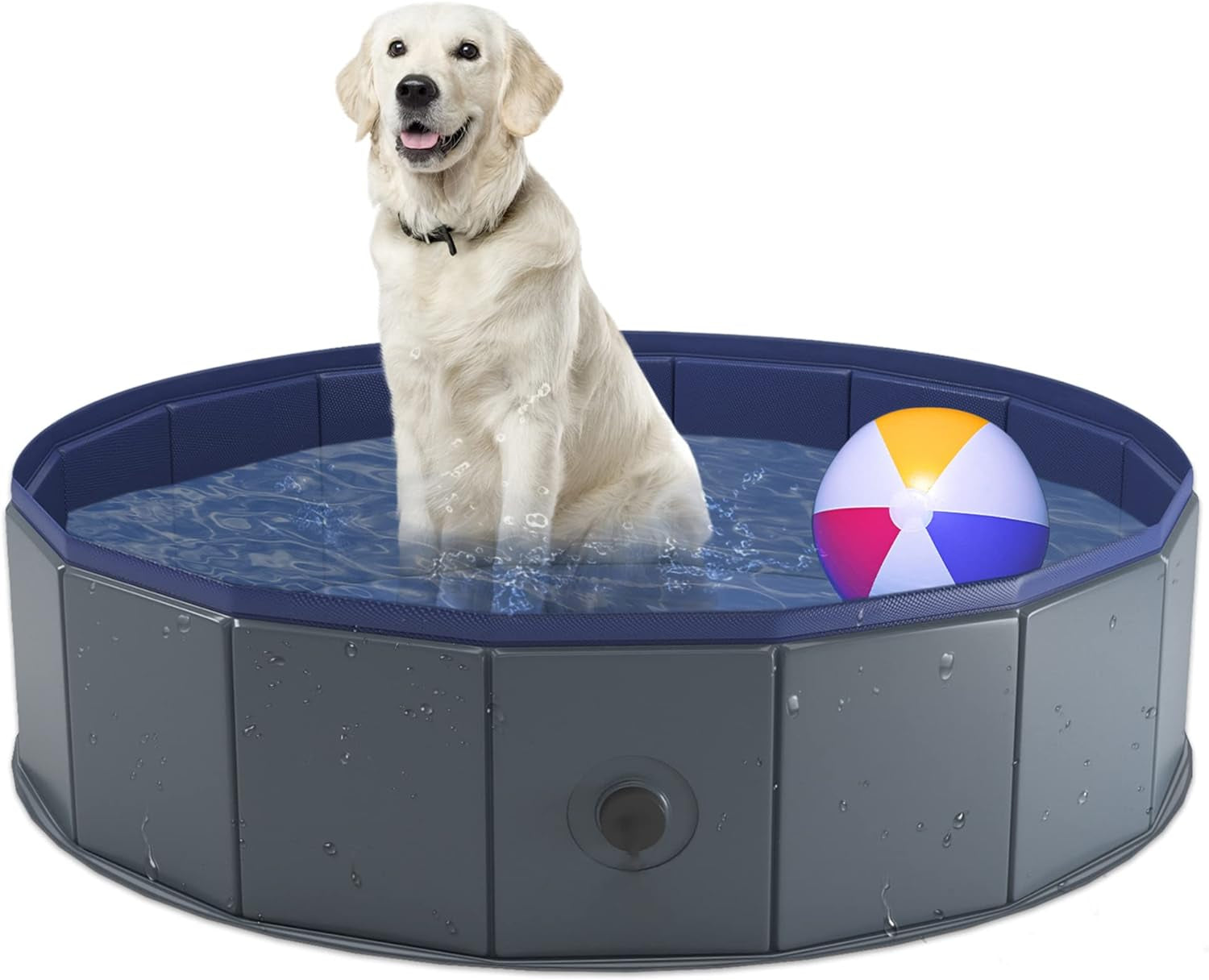 Niubya Foldable Dog Pool, Hard Plastic, Collapsible, 64x12" for Indoor/Outdoor