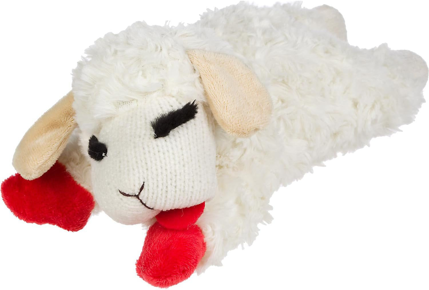 Multipet Plush Dog Toy, Lambchop, 10" Regular, White, Large