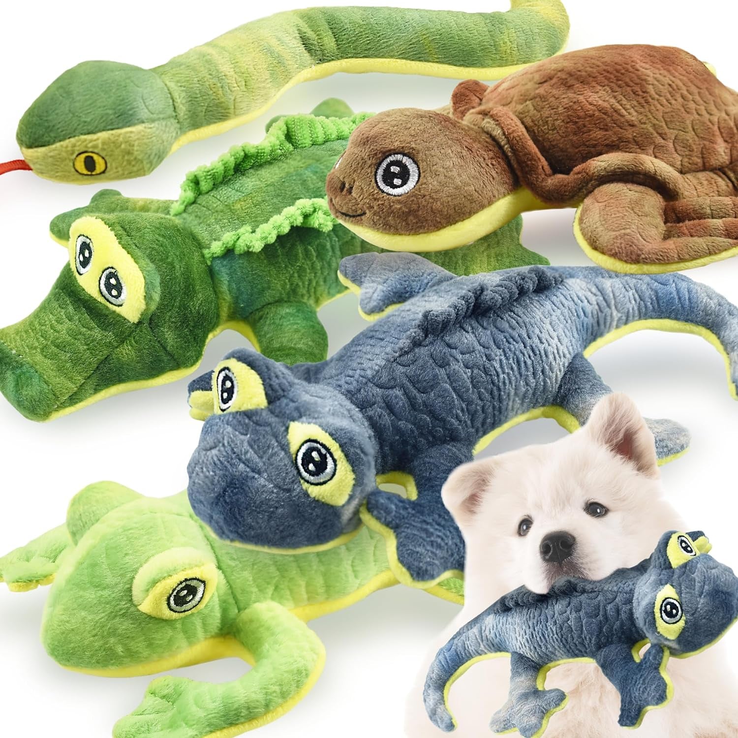 Tough Plush Squeaky Dog Toys – 5-Pack Woodland Series Durable Chew Toys for All Dogs, Assorted Squeaky Stuffed Animals