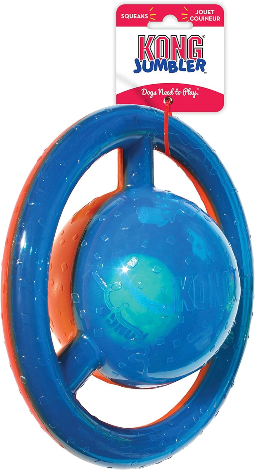 KONG Jumbler Disc, Durable Dog Toy for Interactive Playtime, Fetch, & Tug, Assorted Colors