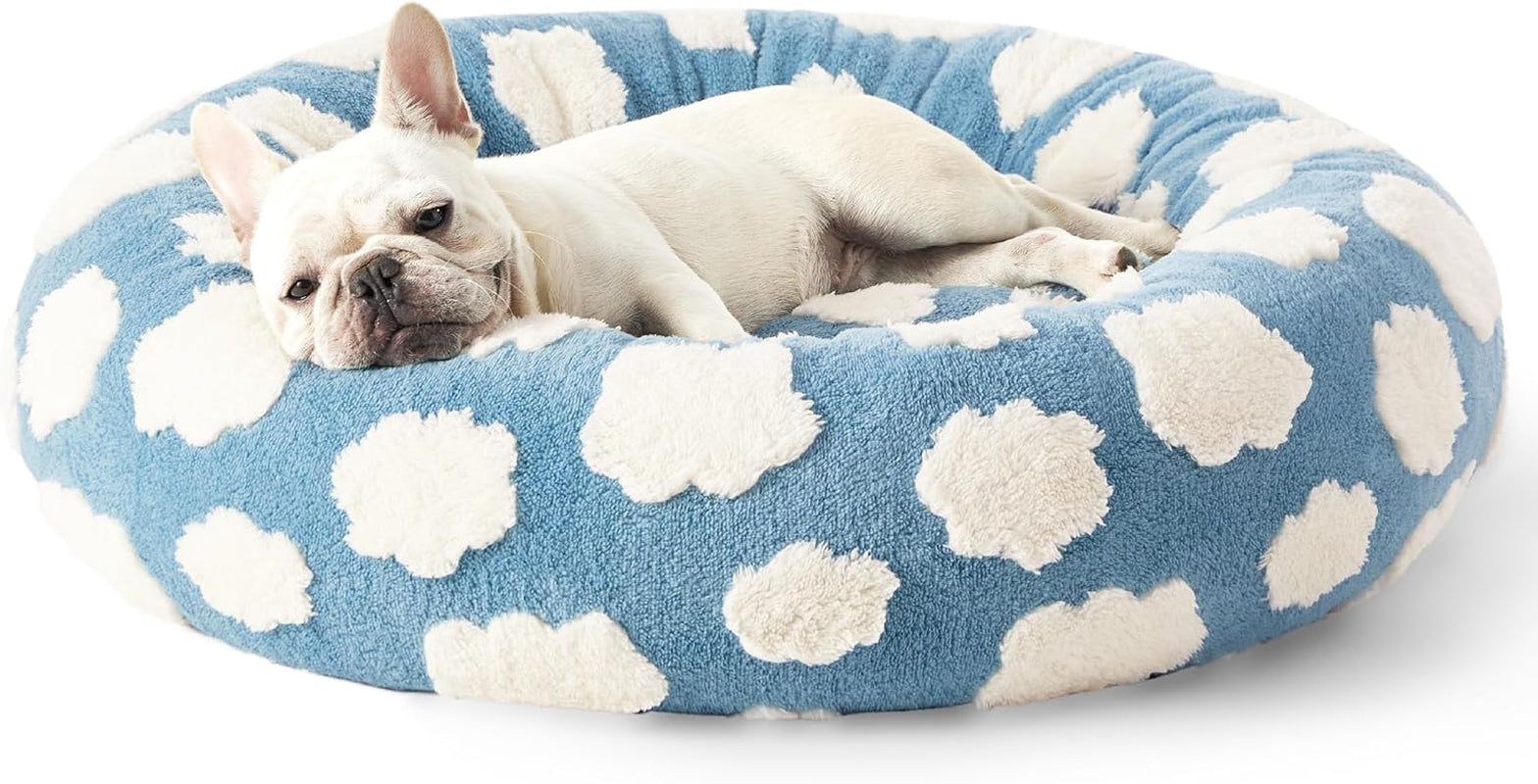 Lesure Donut Shaggy Plush Dog Bed: Calming, Anti-Slip, Various Colors & Sizes