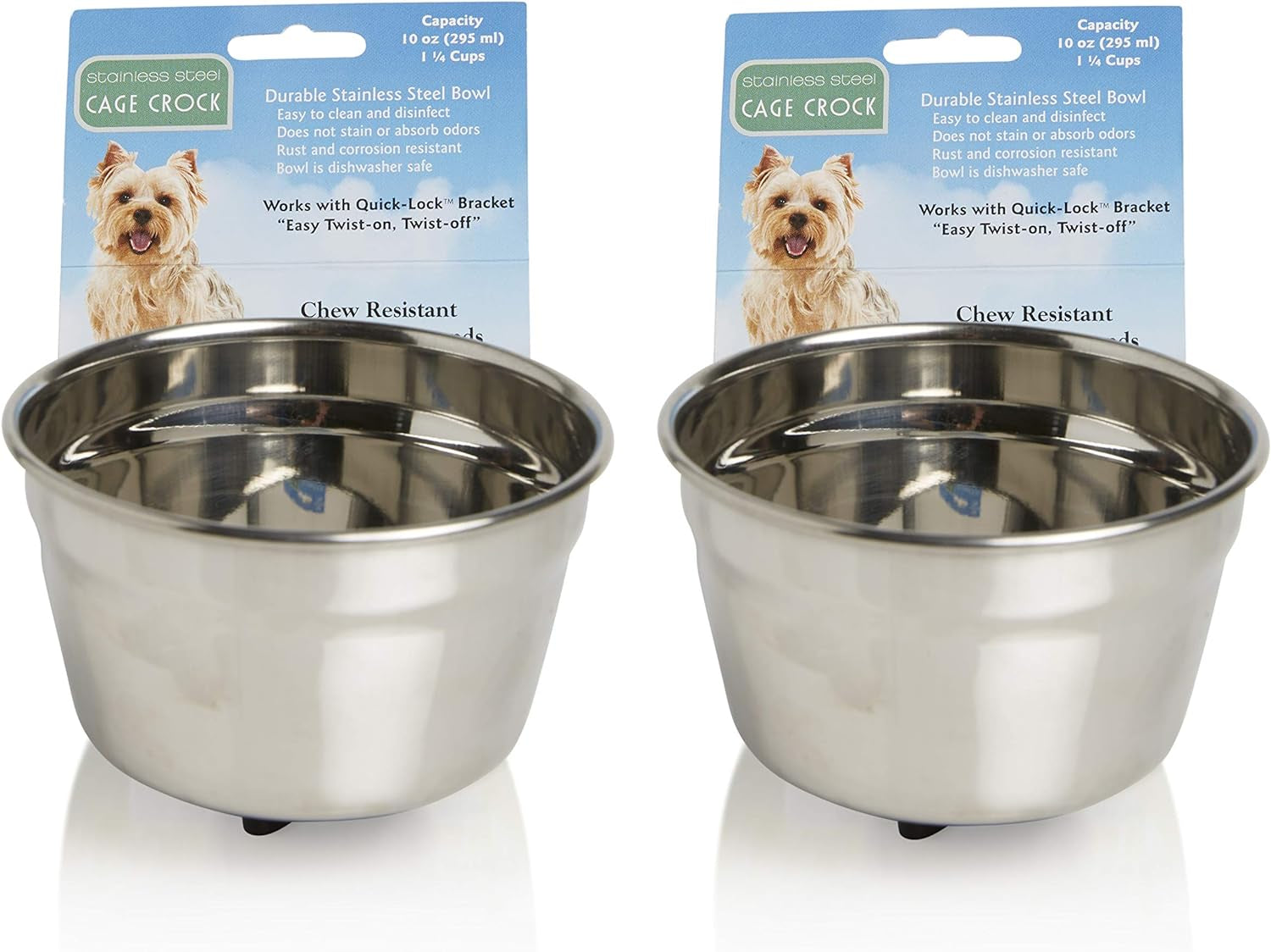 Lixit 20oz Quick Lock Dog Kennel Bowls for Wire Crates - Removable Granite Bowl for Easy Feeding